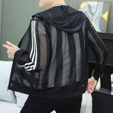 Ice Silk Men's Coat with Cutout and Breathable Hood